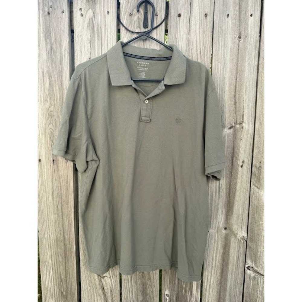 Casual Soft American Eagle Polo Shirt Mens XL Olive Green - Picture 3 of 3